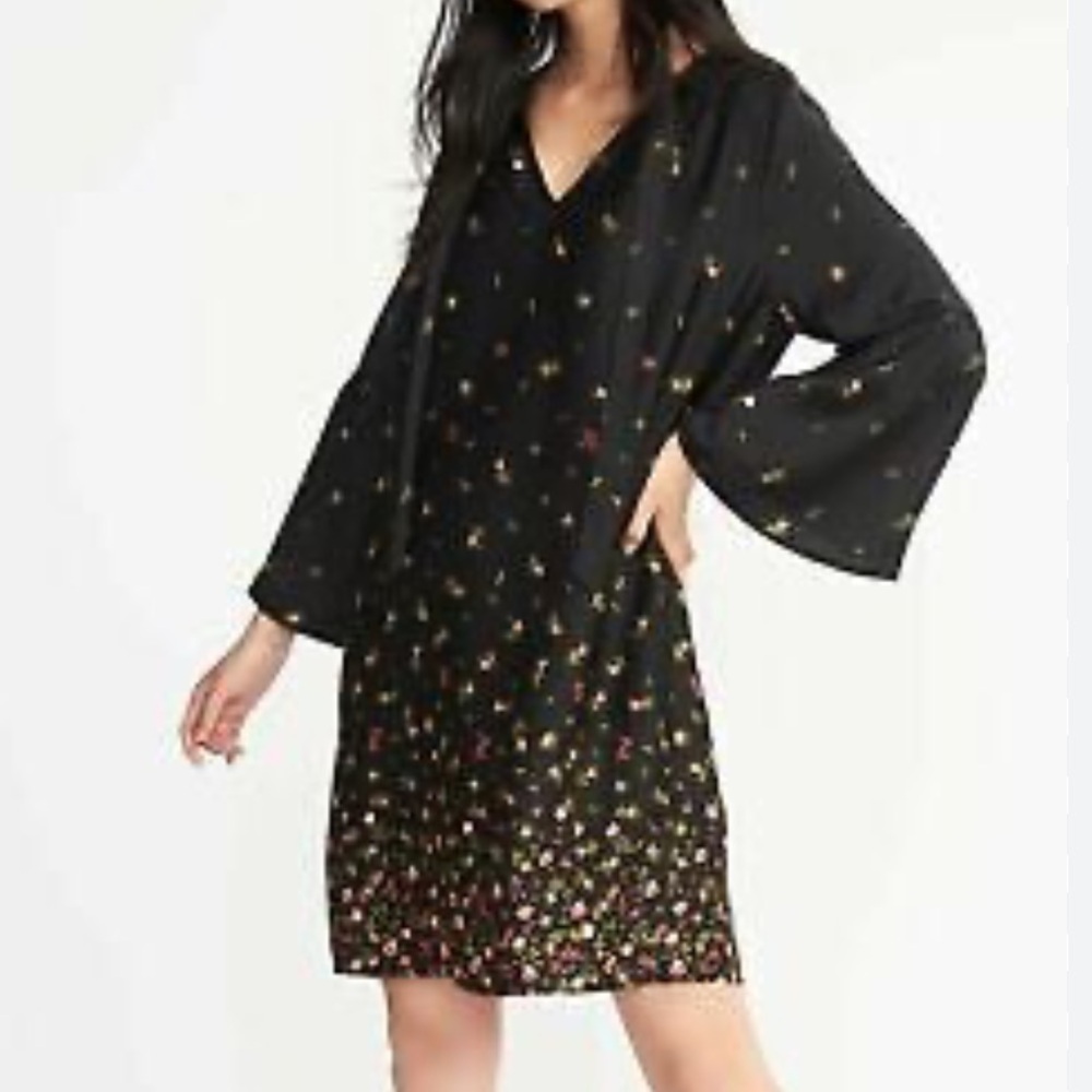 Old Navy Satin Tie-Neck Shift Dress